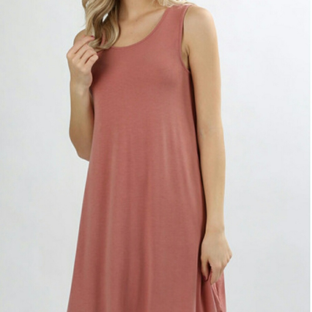 Zenana Pocket Dress Ash Rose